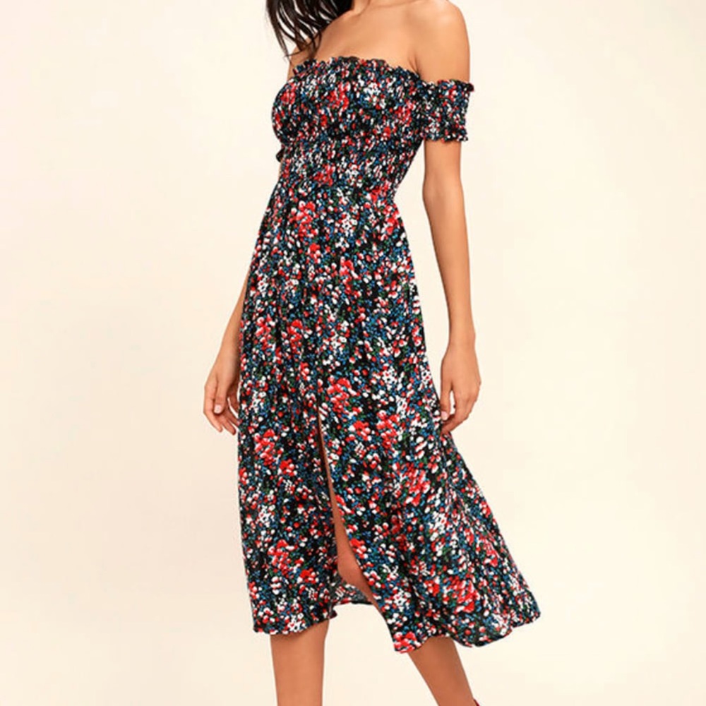 Lulus floral off the shoulder dress